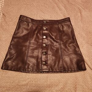 Express Dark Brown Leather Mini Skirt